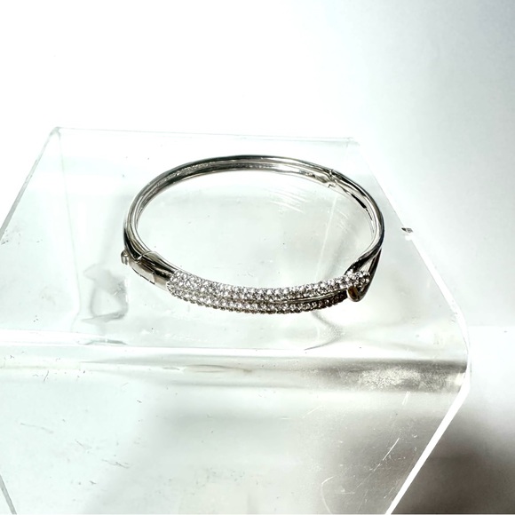 Kate Spade NY Get Connected Bangle Bracelet Silver Color Metal Pave Rhinestone - Picture 9 of 16